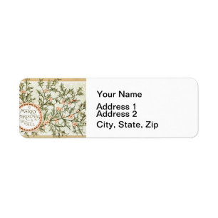 Étiquette Christmas Holly Jolie Antique Salutation