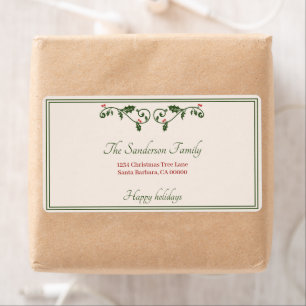 Étiquette Christmas Holly Red Berries Holiday retour Adresse