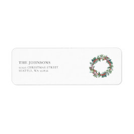 Étiquette Christmas Holly Wreath Holiday Adresse de retour 2
