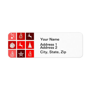 Étiquette Christmas Icon Red Squares Holiday Art Classic
