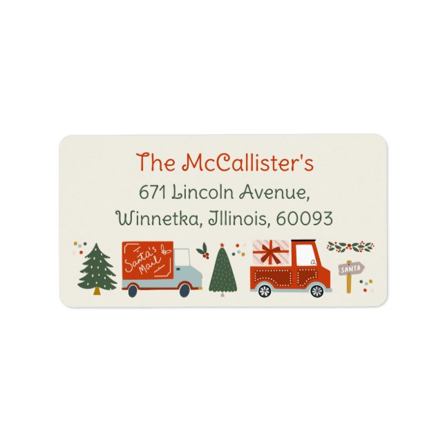 Étiquette Christmas Illustratio Holiday Return Address Label (Devant)