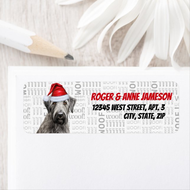 Étiquette Christmas Irish Wolfhound Dog Holiday Address (En situation)