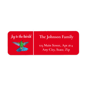 Étiquette Christmas Joy to the World Hummingbird Custom