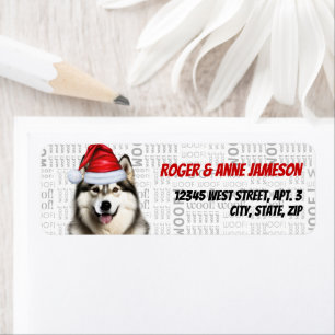 Étiquette Christmas Malamute Père Noël Dog Adresse de retour