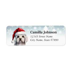 Étiquette Christmas Maltese Chien Retourner Adresse Étiquett