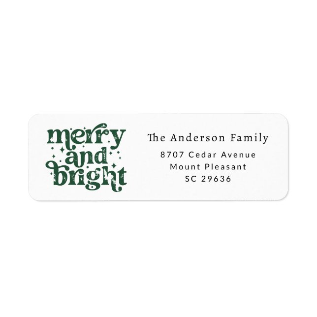 Étiquette Christmas Merry & Bright Return Address Label (Devant)