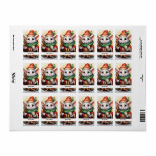 Étiquette Christmas Mouse 4 Votre texte ici