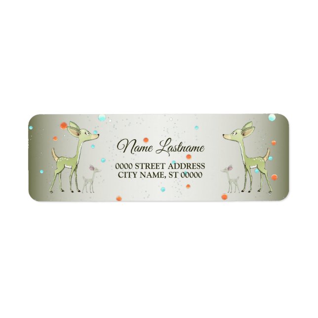 Étiquette Christmas Party Green Deers Holidays Cute (Devant)