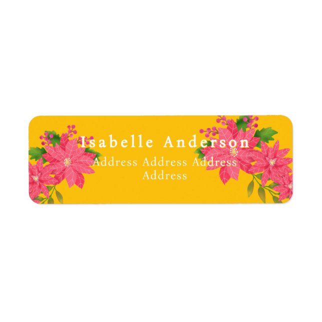 Étiquette Christmas Poinsettia Gold (Devant)