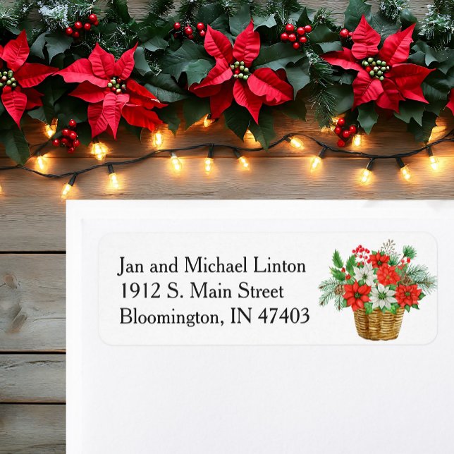 Étiquette Christmas Poinsettia Personnaliser Adresse de reto (Créateur téléchargé)