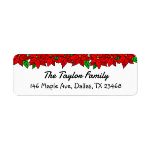Étiquette Christmas Poinsettias Personalized