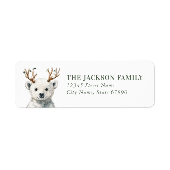 Étiquette Christmas Polar Bear Return Address Labels (Devant)