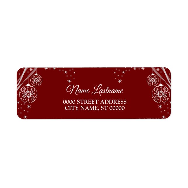 Étiquette Christmas Return Address Red White Stars Elegant (Devant)