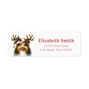 Étiquette Christmas Shetland Sheepdog Retourner l'adresse Ét