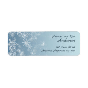 Étiquette Christmas Snowflakes Blue Holiday Adresse de retou