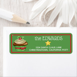 Étiquette Christmas Treat Cupcake Adresse de retour Label