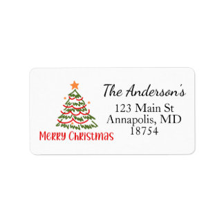 Étiquette Christmas Tree Holiday Return Address Label