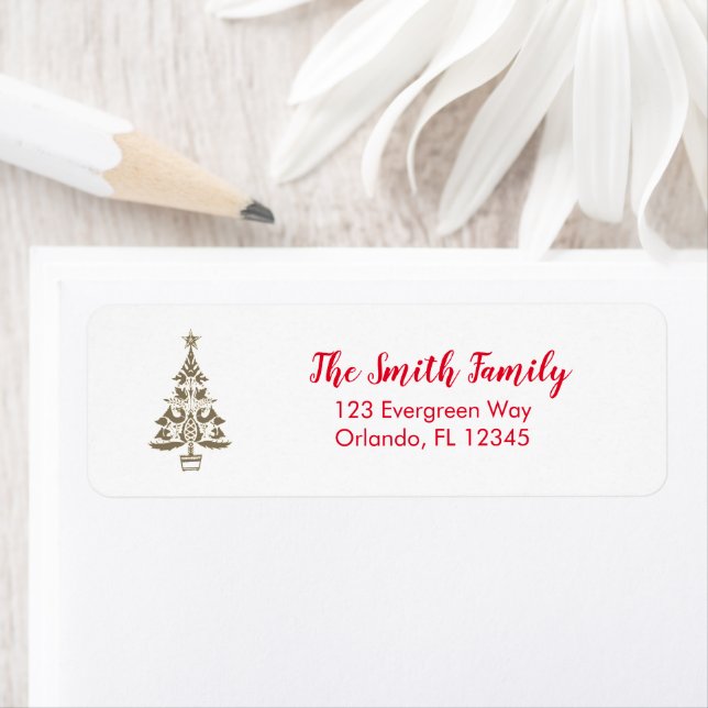 Étiquette Christmas Tree Swedish Illustration Adresse (En situation)