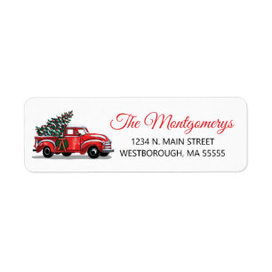 Étiquette Christmas Vintage Red Truck Return Address