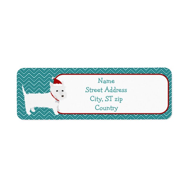 Étiquette Christmas Westie Terrier Adresse de retour Label (Devant)