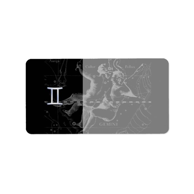 Étiquette Chrome d'argent comme Gemini Zodiac Connexion Heve (Devant)