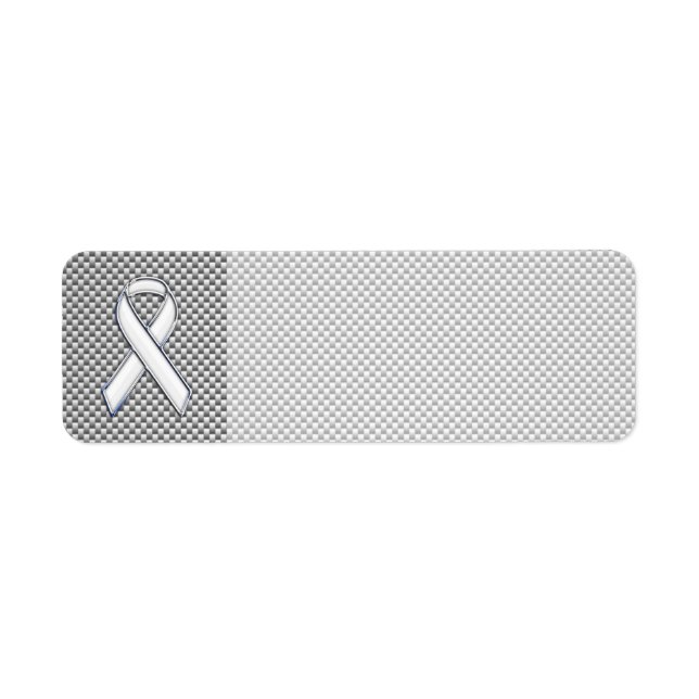 Étiquette Chrome White Ribbon Sensibilisation Fibre de carbo (Devant)