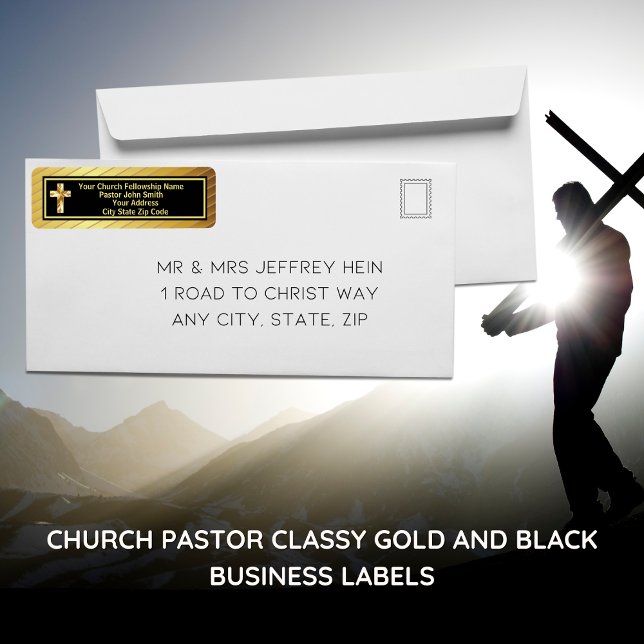 Étiquette Church Pastor Classy Gold et Black Business (Créateur téléchargé)