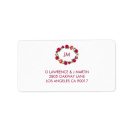 Étiquette Chute Florale Monogramme Adresse de couronne