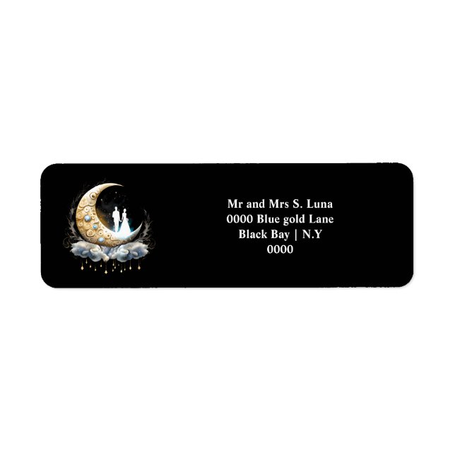 Étiquette Ciel céleste silhouette nuptiale brillant lune (Devant)