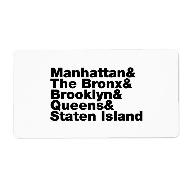 Étiquette Cinq arrondissements ~ New York City (Devant)