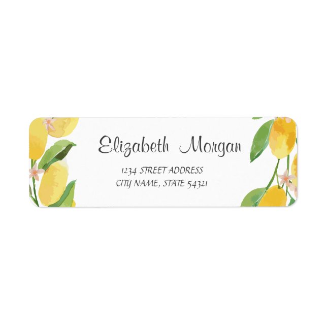 Étiquette Citron Citrus Aquarelle  (Devant)