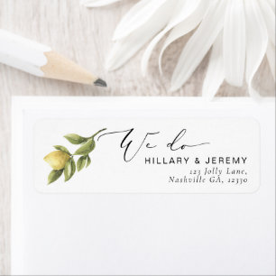Étiquette Citron jaune Sorrento Nous faisons Mariage Adresse
