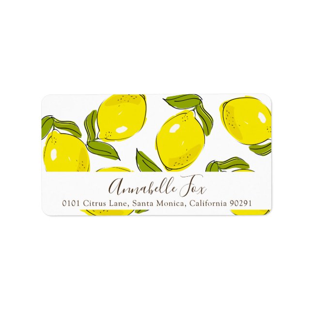 Étiquette Citron Motif blanc Adresse de retour Label (Devant)