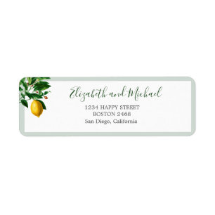 Étiquette Citron vert Élégant Moderne Chic Mariage