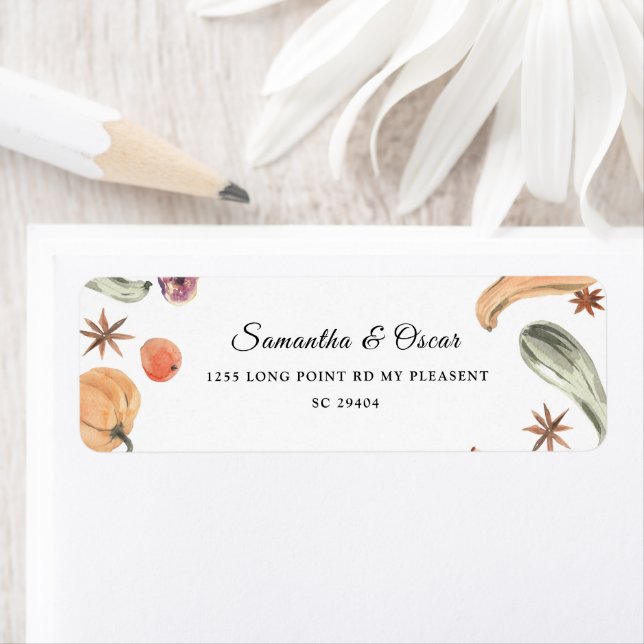 Étiquette Citrouille couleur d'aquarelle tendance | Vibes d' (En situation)