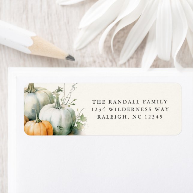 Étiquette Citrouille d'automne Rustic Feuille de verdure Adr (En situation)