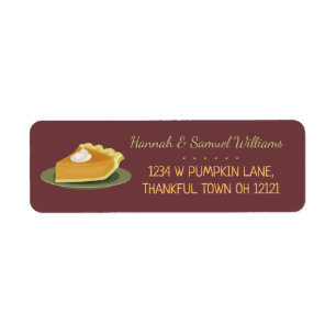 Étiquette Citrouille de Thanksgiving Pie Fall Return Adresse
