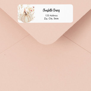Étiquette Citrouille fleur sauvage rose beige adresse de ret