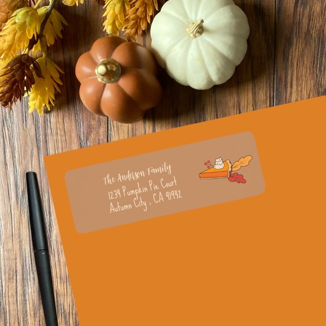 Étiquette Citrouille Pie Slice Doodle Automne Adresse de ret (Cute pumpkin pie slice fall return address labels .)