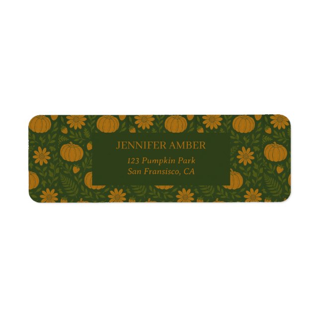 Étiquette Citrouille Rustique Automne & Automne Feuilles Cou (Devant)