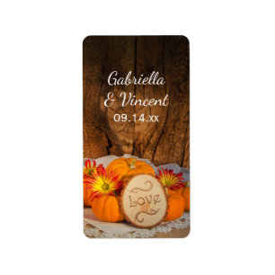 Étiquette Citrouille rustique Automne Grange Mariage Faveur 