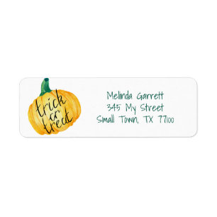 Étiquette Citrouille Trick ou Treat Halloween Adresse person
