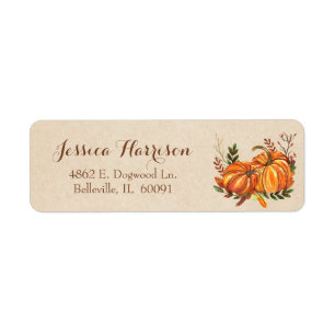 Étiquette Citrouilles Feuilles d'Automne