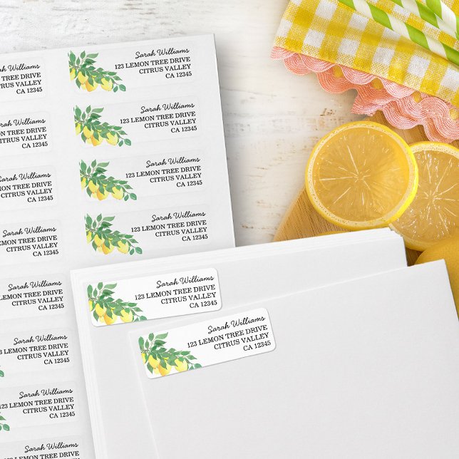 Étiquette Citrus Lemons Nom et adresse de retour (Return address labels from my Citrus Lemon Baby Shower Collection)