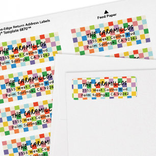 Étiquette Clair Coloré Checkerboard Adresse de retour