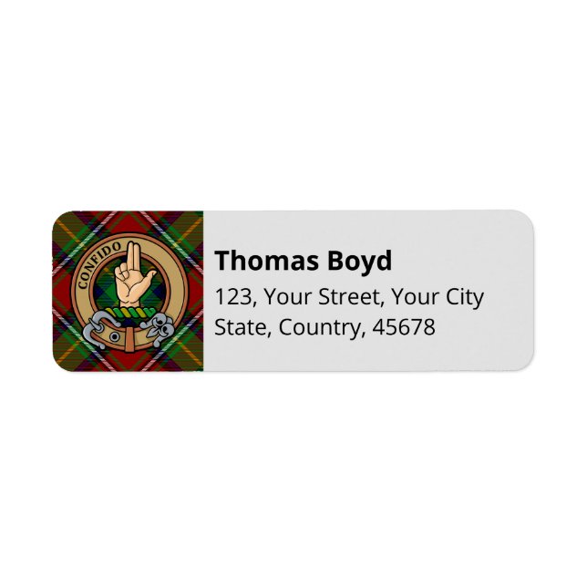 Étiquette Clan Boyd Crest sur Tartan (Devant)