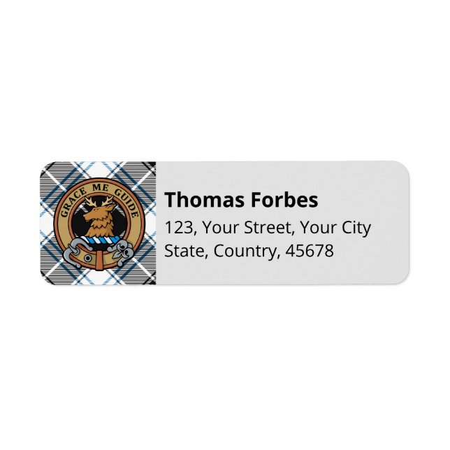 Étiquette Clan Forbes Crest sur la robe Tartan (Devant)