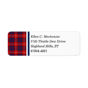 Étiquette Clan Hamilton Red et Royal Blue Scottish Tartan
