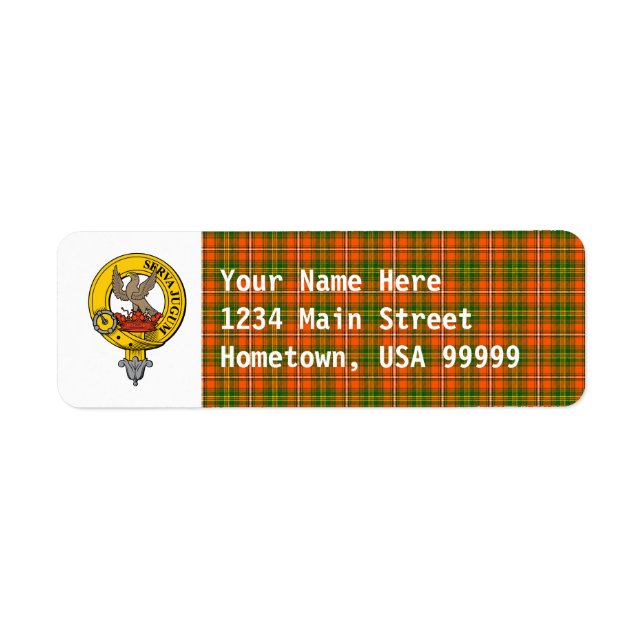 Étiquette Clan Hay Ancienne Tartan Adresse de retour Étiquet (Devant)
