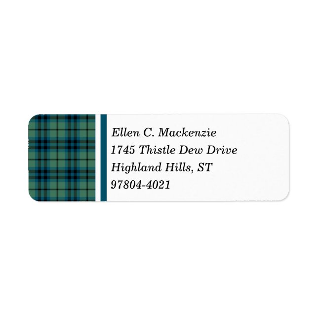Étiquette Clan Keith Tartan écossais ancien vert et bleu (Devant)